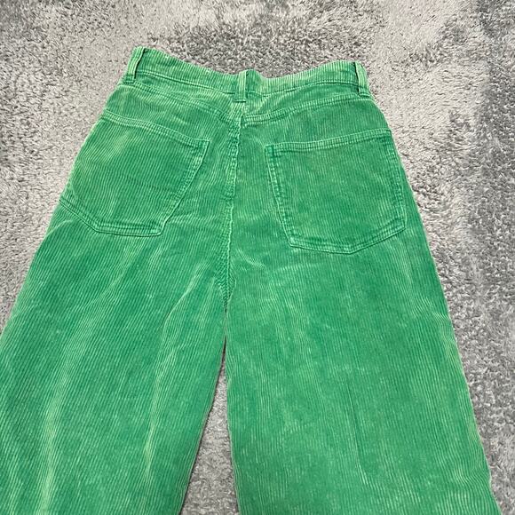 BDG Corduroy Pants Womens 27 (27x26.5) Green High Rise Wide Leg Cotton Cropped - Picture 4 of 11